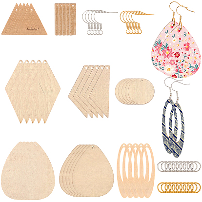 Набор для изготовления украшений своими руками, в том числе деревянные подвески, латунные кольца и серьги