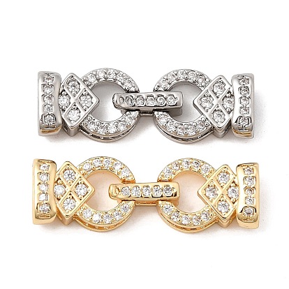 Латунное микропейв, прозрачный кубический цирконий, складные застежки, кольцо с ромбом