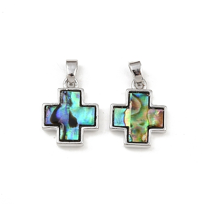 Подвески из натуральной латуни из ракушки пауа, крестик