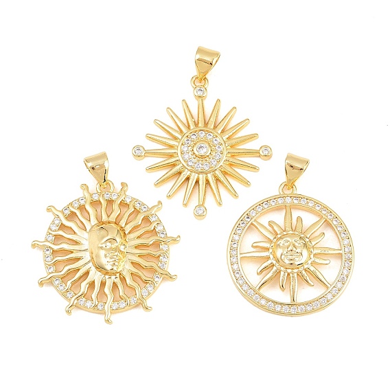 Латунные микропаве прозрачные подвески с фианитом, без кадмия и без свинца, стойки покрытие, долговечный, солнечные чары