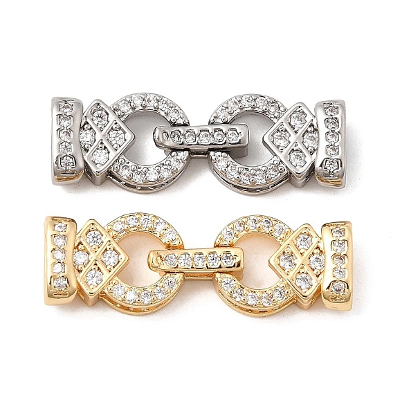 Латунное микропейв, прозрачный кубический цирконий, складные застежки, кольцо с ромбом