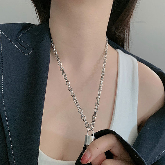 Замок 304 подвеска из нержавеющей стали с тросом ожерелья, не тускнеет