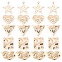 20Pcs 5 Style Brass Pendants, Star & Heart & Triangle & Rectangle