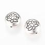 Alloy Beads, Flat Round with Lotus, Cadmium Free & Lead Free