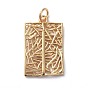 Brass Filigree, Pendants, Hollow, Long-Lasting Plated, Real 18K Gold Plated, Rectangle