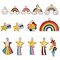 26Pcs 13 Style Alloy Enamel Pendants, Light Gold, Mixed Shapes