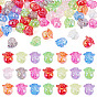 50Pcs UV Plating Transparent Acrylic Beads, Iridescent, Flower