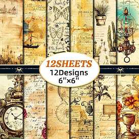 12Pcs Retro Scrapbook Paper, Collage Creative Journal Decoration Backgroud Sheets