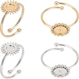 4 шт. 4 стиль 304 нержавеющая сталь открытая манжета кольцо фурнитура, Настройки колодки кольцо, солнце и плоский раунд
