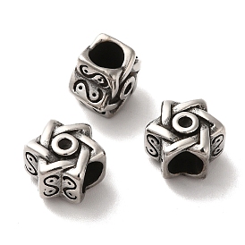 304 Stainless Steel European Beads, Large Hole Beads, Star of David