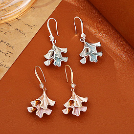 Латунь эмаль мотаться серьги, гинкго лист