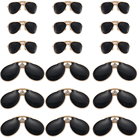 40 шт 2 стили подвески из сплава эмали, со стразами, солнцезащитные очки прелести, золотой свет