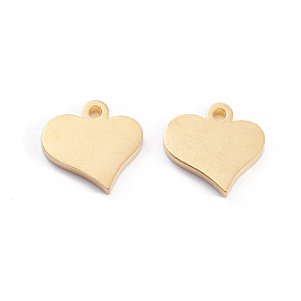 304 Stainless Steel Charms, Laser Cut, Heart