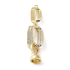 Rack Plating Brass Micro Pave Clear Cubic Zirconia Fold Over Clasps, Cadmium Free & Lead Free, Long-Lasting 
Plated, Oval