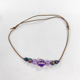 Synthetic Moonstone & Hematite & Plastic Round Braided Bead Bracelet, Nylon Adjustable Bracelet