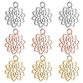 12Stk 3 Farben 304 Edelstahlanhänger pendant, Blume