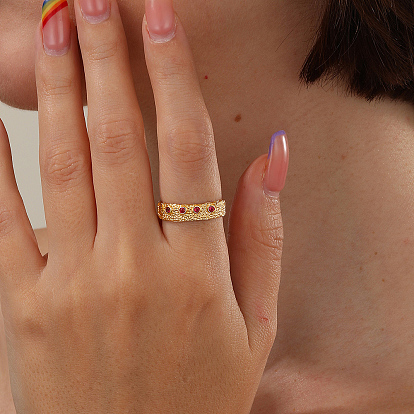 Кольца-манжеты из текстурированной латуни с микропаве из кубического циркония для женщин