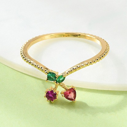 Латунные микро проложить пальцев кольца кубического циркония, вишня