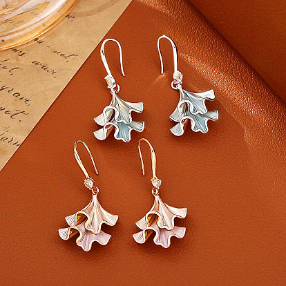 Латунь эмаль мотаться серьги, гинкго лист