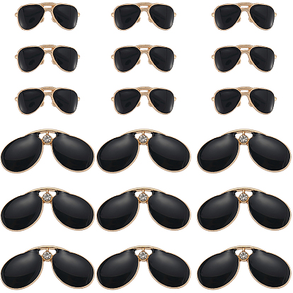 40 шт 2 стили подвески из сплава эмали, со стразами, солнцезащитные очки прелести, золотой свет