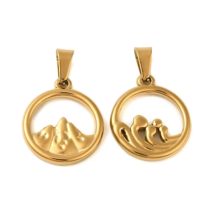 Ионное покрытие (ip) 304 подвески из нержавеющей стали, кольцо с подвеской «Гора/морская волна»