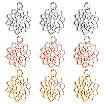 12Stk 3 Farben 304 Edelstahlanhänger pendant, Blume