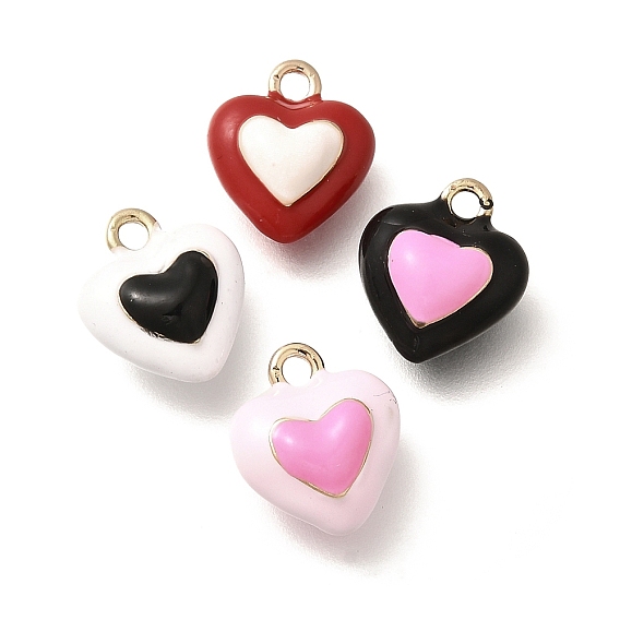 Латунь эмаль прелести, реальный 18 k позолоченный, стойки покрытие, без свинца и без кадмия, шарма сердца