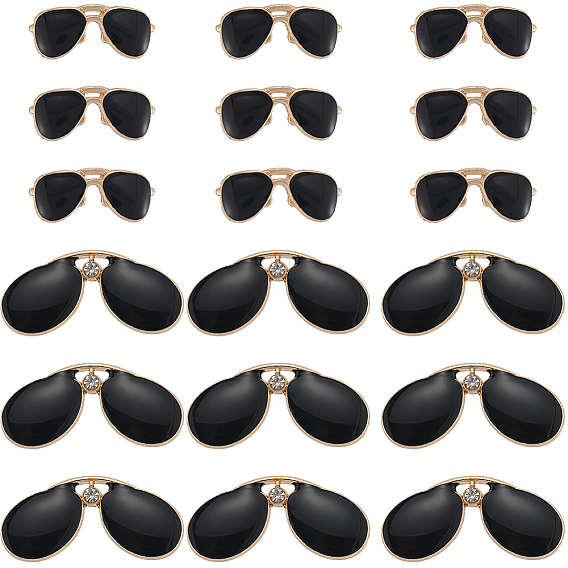 40 шт 2 стили подвески из сплава эмали, со стразами, солнцезащитные очки прелести, золотой свет