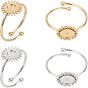 4 шт. 4 стиль 304 нержавеющая сталь открытая манжета кольцо фурнитура, Настройки колодки кольцо, солнце и плоский раунд