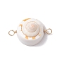 Natural Shiva Eye Shell Links Connector Charms with Real 18K Gold Plated Copper Wire Double Loops