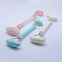 Natural Gemstone Massage Tools, Facial Rollers, with Alloy Findings