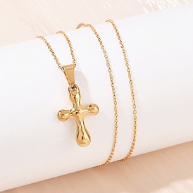 304 ожерелья с кулоном в виде креста из нержавеющей стали для женщин, ионное покрытие (ip)