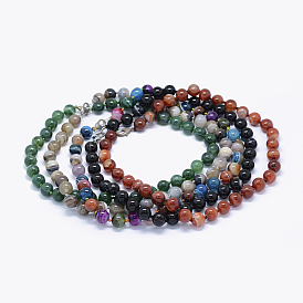 Ágata natural a rayas / ágata con bandas collares de cuentas, con fornituras de latón, rondo