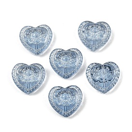 Стеклянные бусины, сердце с цветочным узором из бусин, с блеском порошок