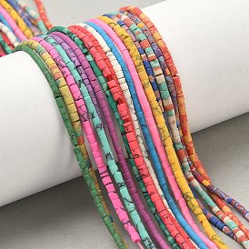 Нити афганских синтетических бирюзовых бусин, окрашенные, колонка