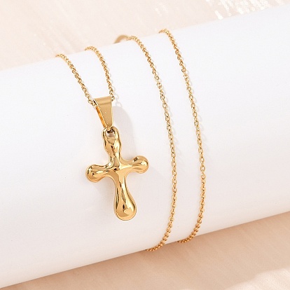 304 ожерелья с кулоном в виде креста из нержавеющей стали для женщин, ионное покрытие (ip)