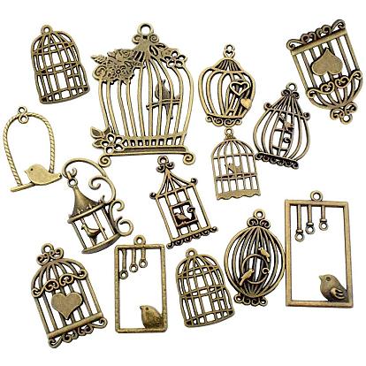 Pendentifs en alliage de style tibétain, cage à oiseaux