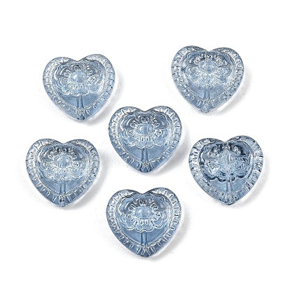 Стеклянные бусины, сердце с цветочным узором из бусин, с блеском порошок