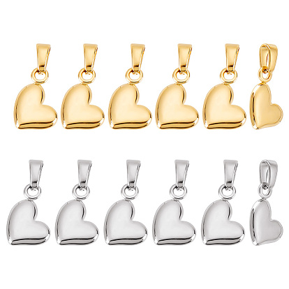 12 шт 2 цвета 304 подвески из нержавеющей стали, надутое сердце