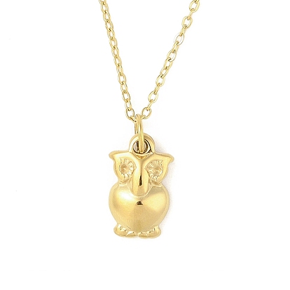 Ion Plating(IP) 304 Stainless Steel Pendant Necklaces for Women, Owl