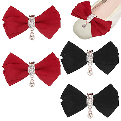 2 пары 2 цветные банты полиэстер украшения для обуви, съемные зажимы для пряжек из легкого сплава