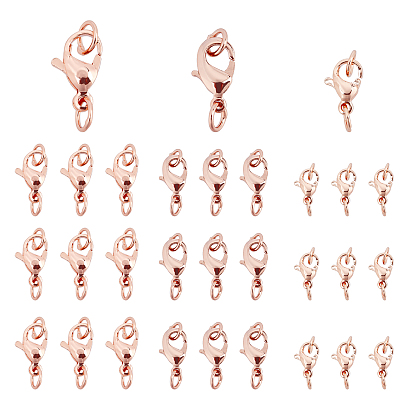 30 шт 3 стиль стойка покрытие и вакуумное покрытие pvd латунные застежки-лобстеры для изготовления ювелирных изделий ожерелья браслета, с двумя соединительными колечками , без кадмия и без свинца