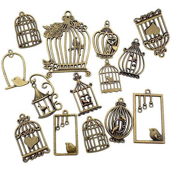 Pendentifs en alliage de style tibétain, cage à oiseaux