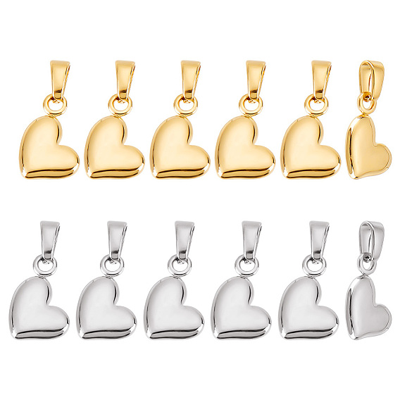 12 шт 2 цвета 304 подвески из нержавеющей стали, надутое сердце