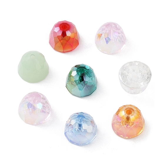 Гальванические стеклянные бусины, AB цвет, граненый круглый половины