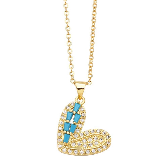 Brass Micro Pave Cubic Zirconia Pendant Necklaces