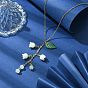 Glass Flower of Life Pendant Necklace with 304 Stainless Steel Cable Chains for Women