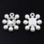 ABS Plastic Imitation Pearl Pendants, with Crystal Rhinestone, Flower
