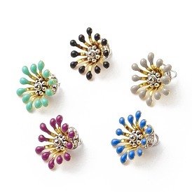 Brass Enamel Charms, with Brass & Alloy Findings, Flower