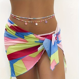 Подвеска-цветок из богемного сплава с эмалью и разноцветными стеклянными бусинами, двухслойная цепочка на талию и живот для женщин